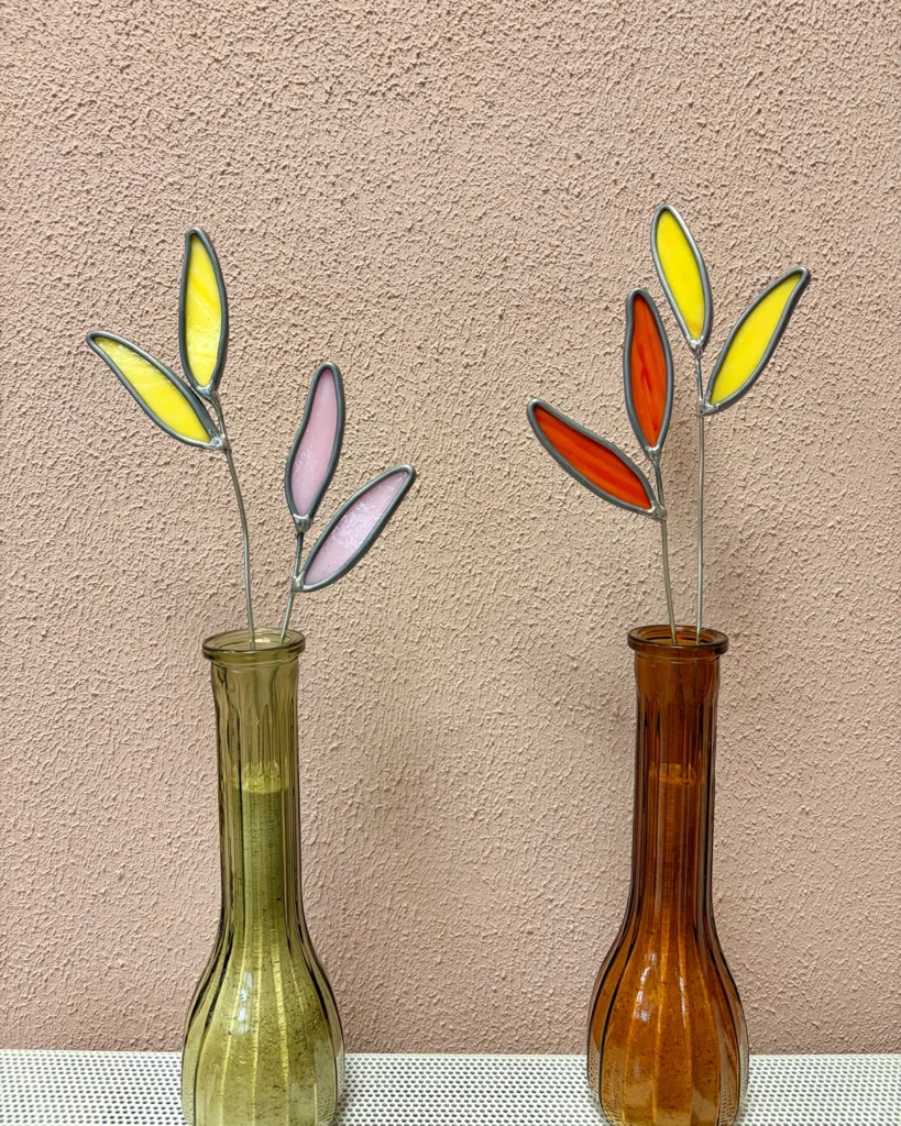 meerdere glasbloemen boeketten extra small van glas in lood, handgemaakt